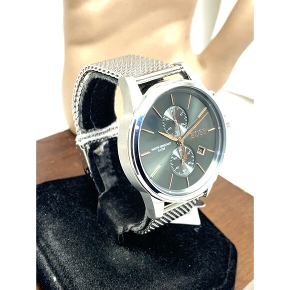 Hugo Boss Men's Watch 1513440 Quartz Chronograph Gray Dial Silver Steel 41mm - Picture 13 of 13